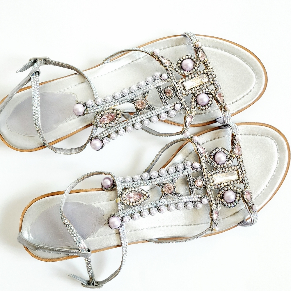 Rene Caovilla Lavender Bejewelled Sandals. - Picture 10 of 10